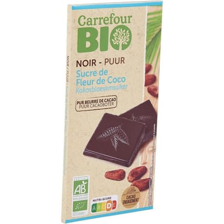 Carrefour bio tablette de chocolat noir sucre de coco bio - 100g