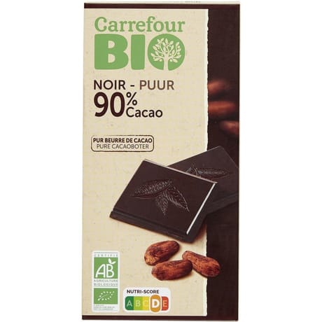 Carrefour bio tablette de chocolat 90% cacao bio - 100g