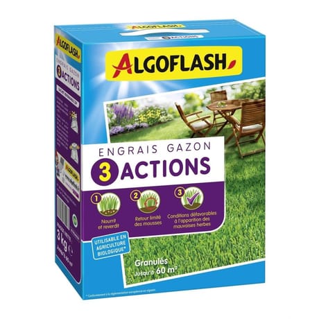 Algoflash engrais gazon 3 actions 4kg
