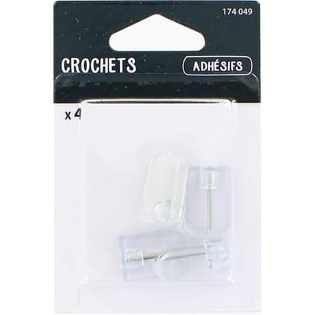 Trefilaction crochet adhésif transparent x4