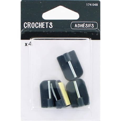 Trefilaction crochet adhésif anthracite x4