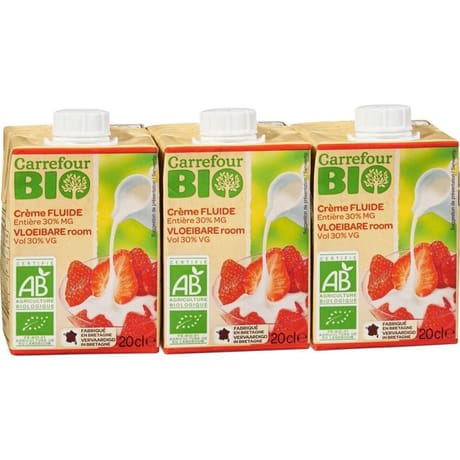 Carrefour Bio crème fluide bio 3x20cl
