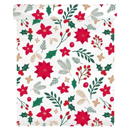 Chemin de table en intissé 28x400cm poinsettia l'étoile de noel