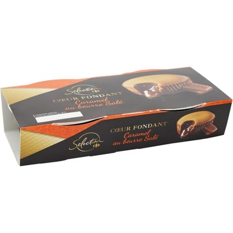 Carrefour sélection coeur fondant caramel au beurre salé 2x90g