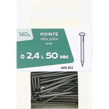Pointe tête plate acier 2.4x50mm 140 gr