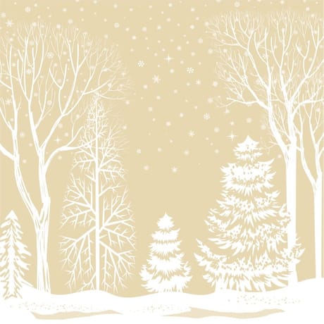 20 serviettes 40x40 cm forêt enchantée blanc fond or