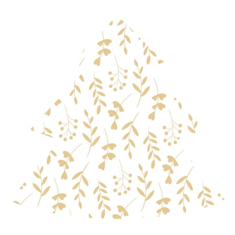12 serviettes forme sapin leafy or fond blanc