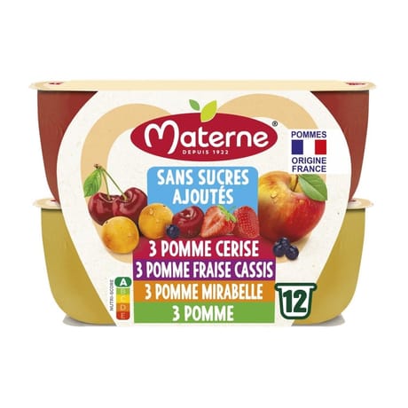 Materne compotes coupelles multivariétés fruits rouges 12x100g