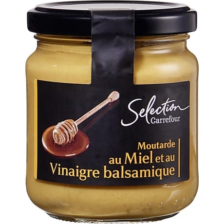 Carrefour sélection moutarde au miel et vinaigre balsamique 210g