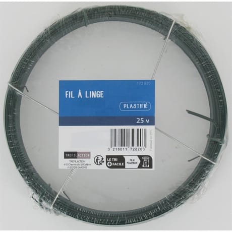 Trefilaction fil à linge plastifie vert 25m