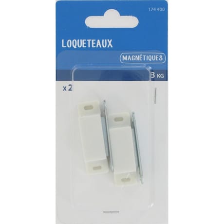 Loqueteau magnétiques 3kg blanc x2