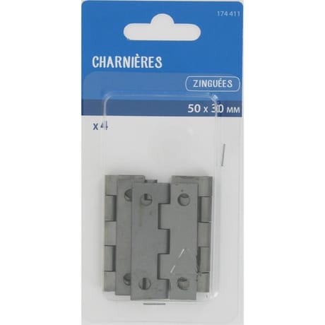 Charniere zinguée 50x30mm x4