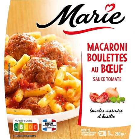 Marie macaroni sauce tomate et boulettes au boeuf 280g