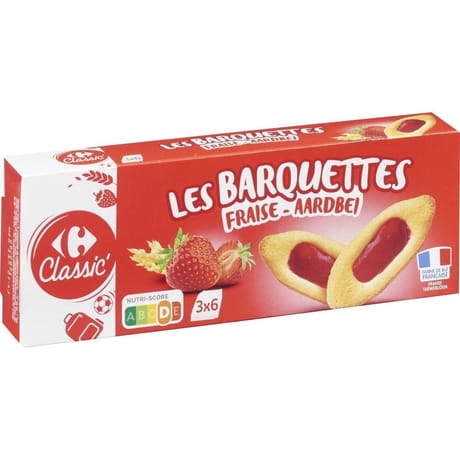 Carrefour classic' biscuits barquette à la fraise 120g