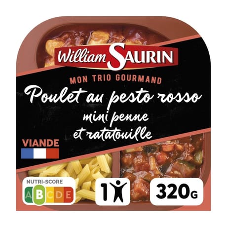 William Saurin bq trio gourmand poulet au pesto rosso, mini pene et ratatouille