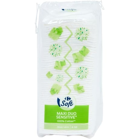 Carrefour soft coton maxi duo aloé véra x50
