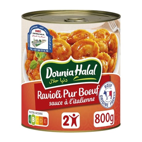 Dounia ravioli pur boeuf sauce italienne halal 4/4 800g