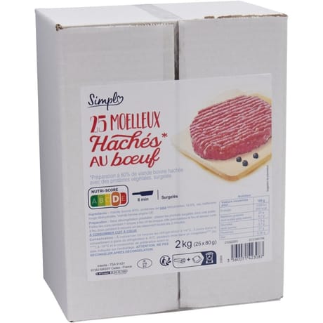Simpl 25 moelleux hachés au boeuf 2kg