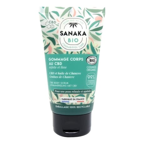 Sanaka bio gommage bio corps cbd & chanvre certifiée bio cosmos 150ml