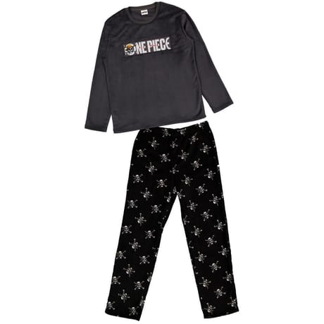 Pyjama long coral fleece homme GRIS ONE PIECE XS