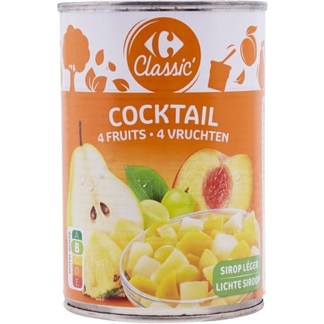 Carrefour classic' fruits au sirop cocktail 4 fruits -250g