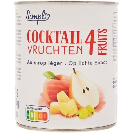 Simpl cocktail 4 fruits au sirop léger - 500g