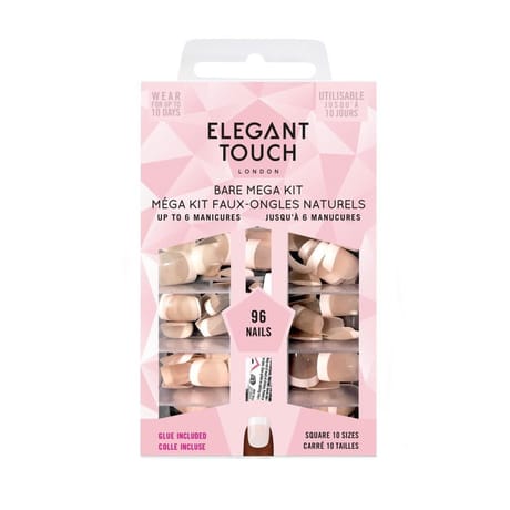 Elegant touch méga kit faux-ongles naturels 10 tailles x96