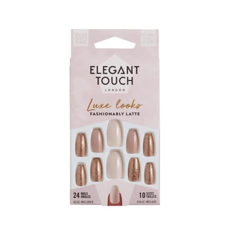 Elegant touch faux ongles luxe looks fashionably latte x24