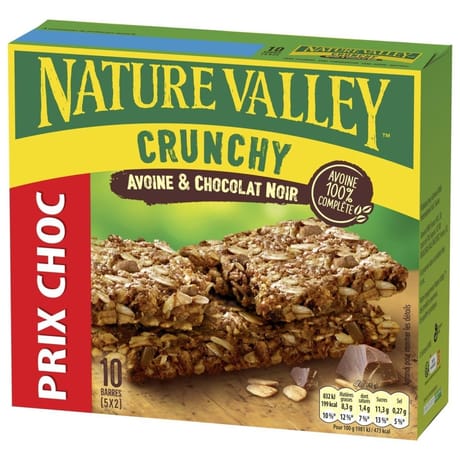 Nature valley barre de céréales crunchy avoine et chocolat 5x42g -210g