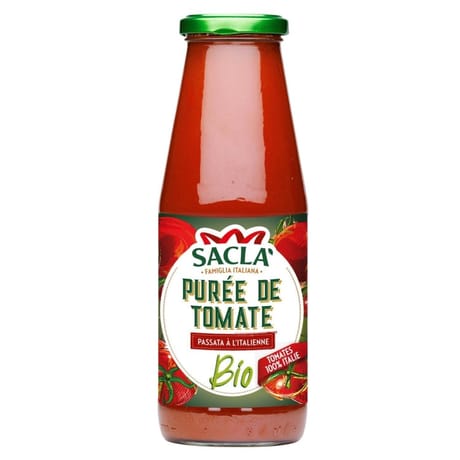 Sacla purée de tomates bio sans gluten 680g