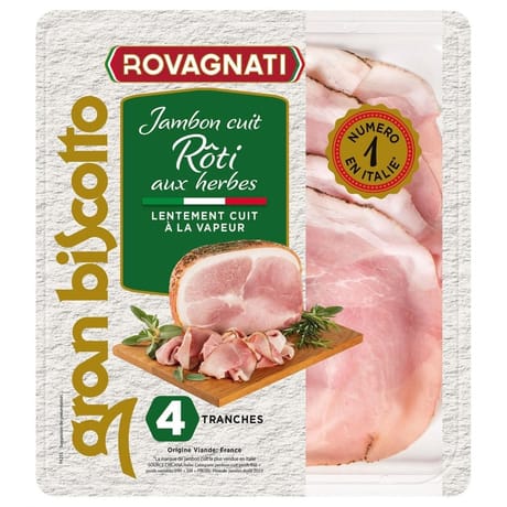 Rovagnati Gran Biscotto jambon cuit rôti aux herbes 4 tranches 120g