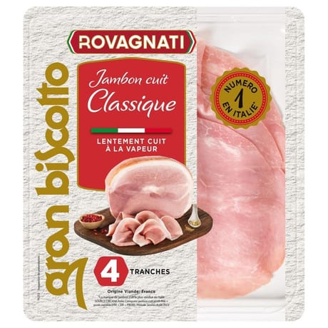 Rovagnati Gran Biscotto jambon cuit clasique nature 4 tranches 120g