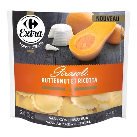 Carrefour extra pâtes fraîches girasoli butternut et ricotta 250g