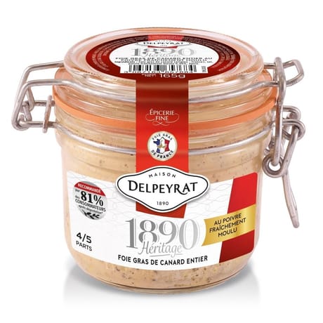 Delpeyrat foie gras de canard entier origine france finement poivre bocal 165g