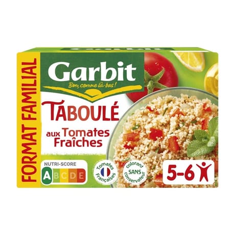 Garbit taboulé aux tomates fraiches menthe citron huile d'olive - plat cuisiné 5/6 personnes 730g