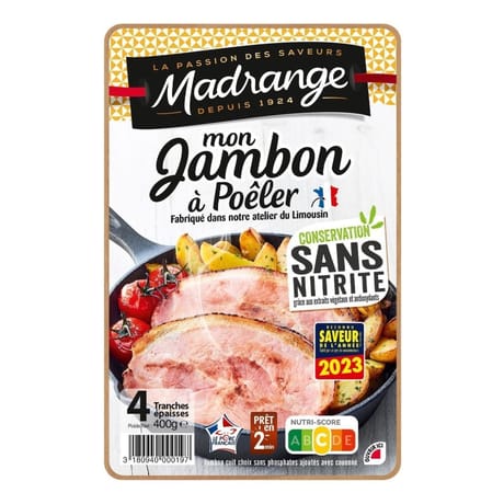 Madrange mon jambon à poêler vpf sans nitrite 4 tranches 400g