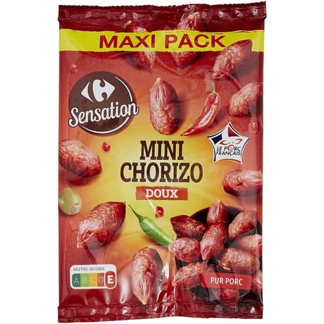 Carrefour extra mini chorizo doux maxi pack 200g