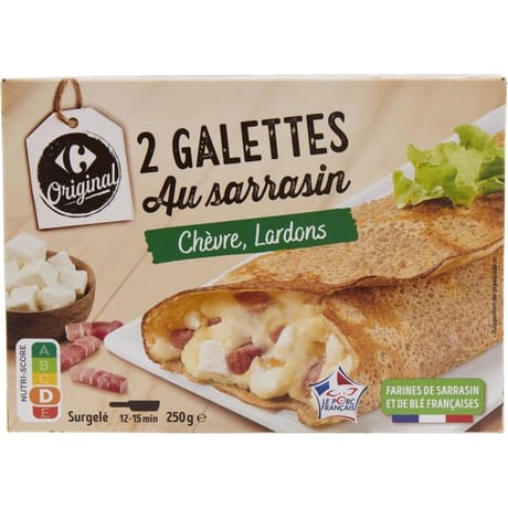 Carrefour original 2 galettes au sarrasin chèvre lardons 250g