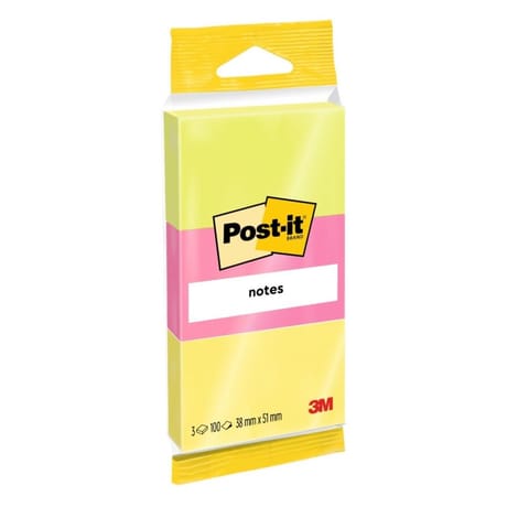 Post-it 3 blocs notes 38x51 mm néon jaune rose vert