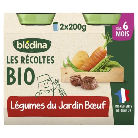 Bledina les récoltes bio petits légumes du jardin boeuf dès 6 mois 2x200g
