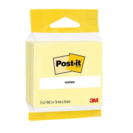 Scotch 2 blocs notes repositionnables post-it jaunes 7.6x7.6 cm 100 feuilles