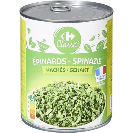 Carrefour classic' épinards hachés 795g