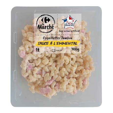 Crf le marché Coquillettes jambon sauce crémeuse à l'emmental 300g
