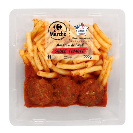 Crf le marché macaroni boulettes de boeuf sauce tomate 300g