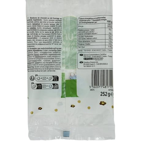 Esprit de fête oeufs chocolatés fourrés praliné 252g