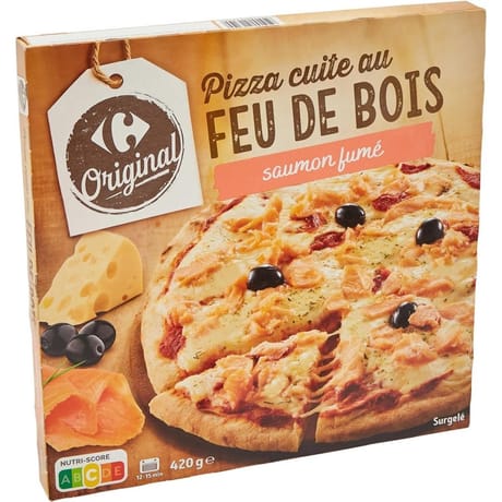 Carrefour original pizza cuite au feu de bois saumon fumé 440g