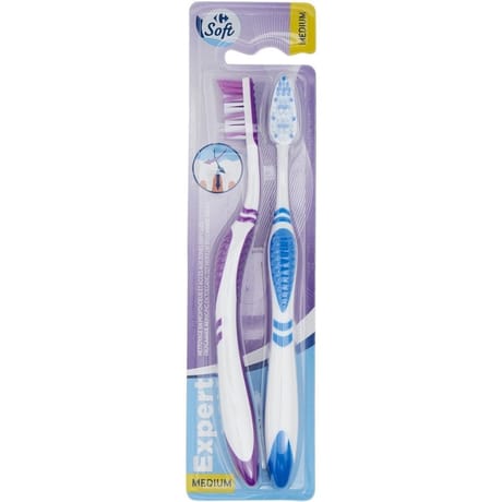 Carrefour soft 2 brosses à dents expert medium