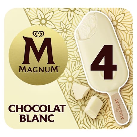 Magnum glace bâtonnet chocolat blanc 4x100ml 294g