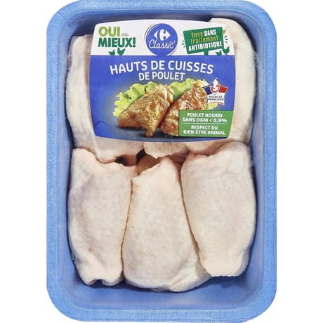 Carrefour classic' hauts de cuisse de poulet blanc bien être animal x6