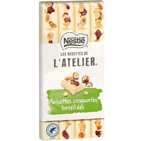 Nestlé les recettes de l'atelier tablette choco blanc noisettes 150g
